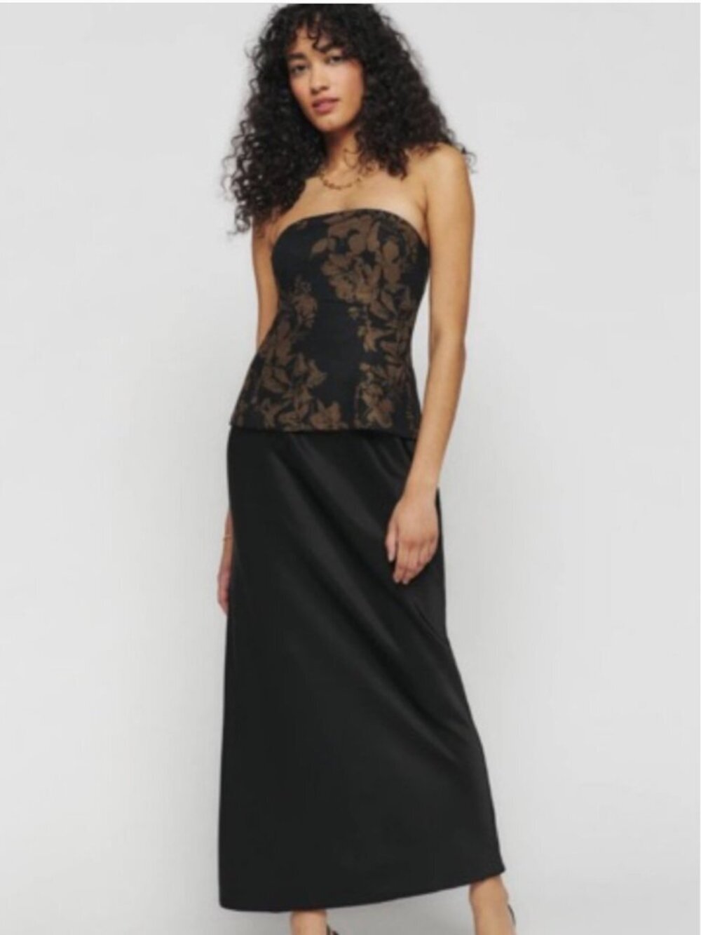 Reformation Iskra Two Piece Set - Tube Top and Midi Skirt in Night Garden 0 $298